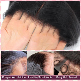 Indono Straight Wig Human Hair side view with baby hair