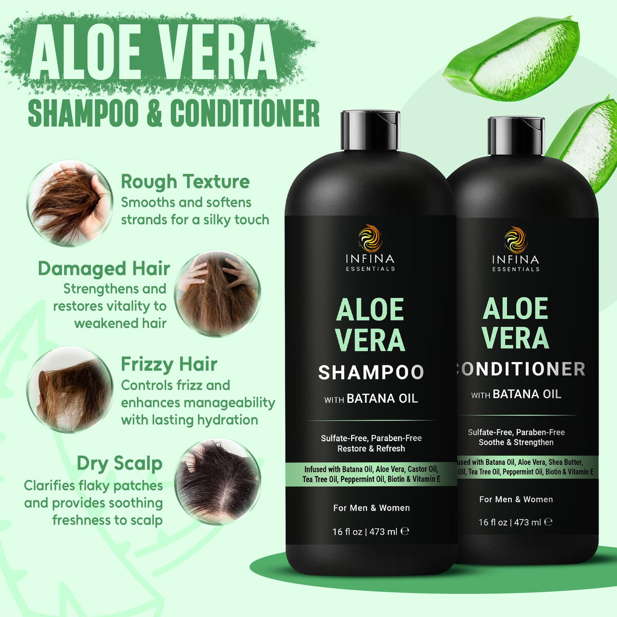 INFINA ESSENTIALS Aloe Vera Conditioner 16 fl oz front view