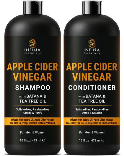 INFINA ESSENTIALS Apple Cider Vinegar Shampoo front view 16 fl oz