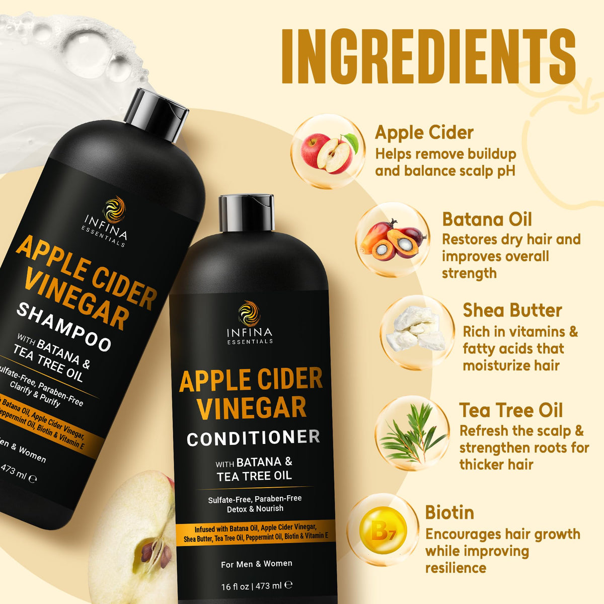 INFINA ESSENTIALS Apple Cider Vinegar Shampoo texture close-up