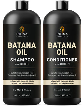 INFINA ESSENTIALS Batana Oil Shampoo and Conditioner Set front view