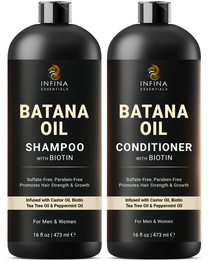 INFINA ESSENTIALS Batana Oil Shampoo and Conditioner Set front view