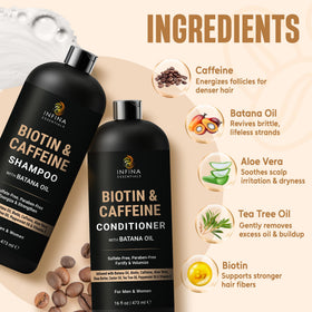 INFINA ESSENTIALS Biotin Caffeine Shampoo and Conditioner with ingredients