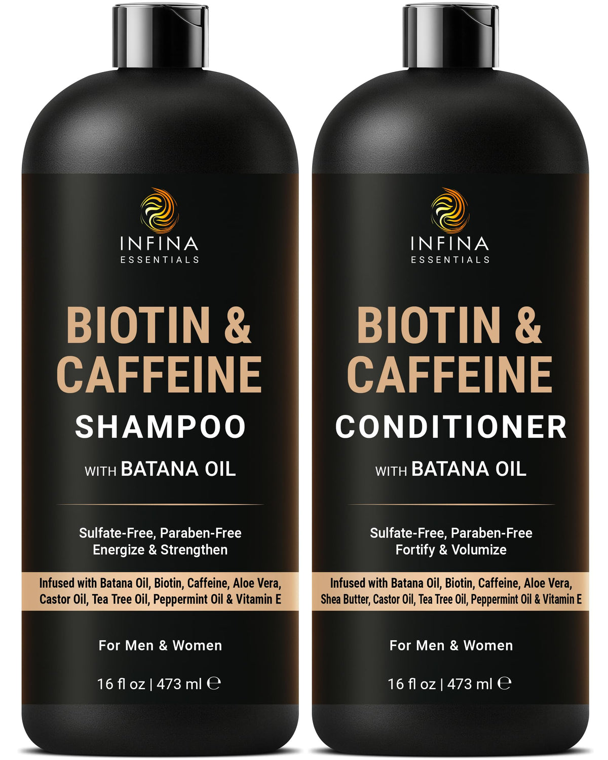 INFINA ESSENTIALS Biotin Caffeine Shampoo front view 16 fl oz