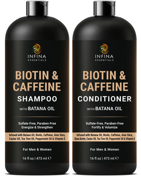 INFINA ESSENTIALS Biotin Caffeine Shampoo front view 16 fl oz