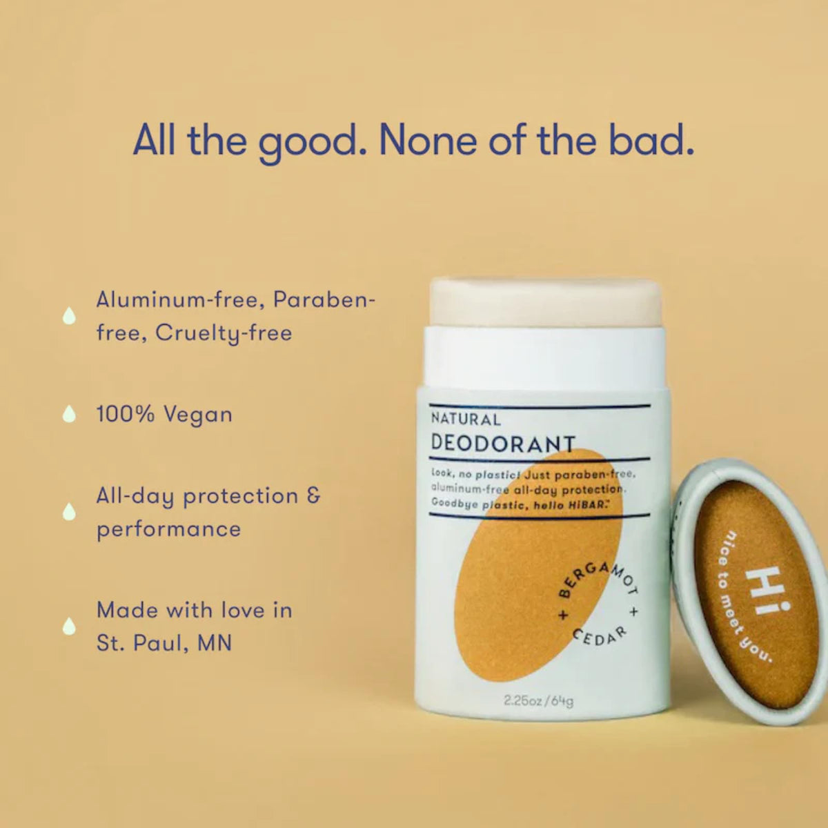 Ingredients list for HIBAR Bergamot & Cedar Deodorant