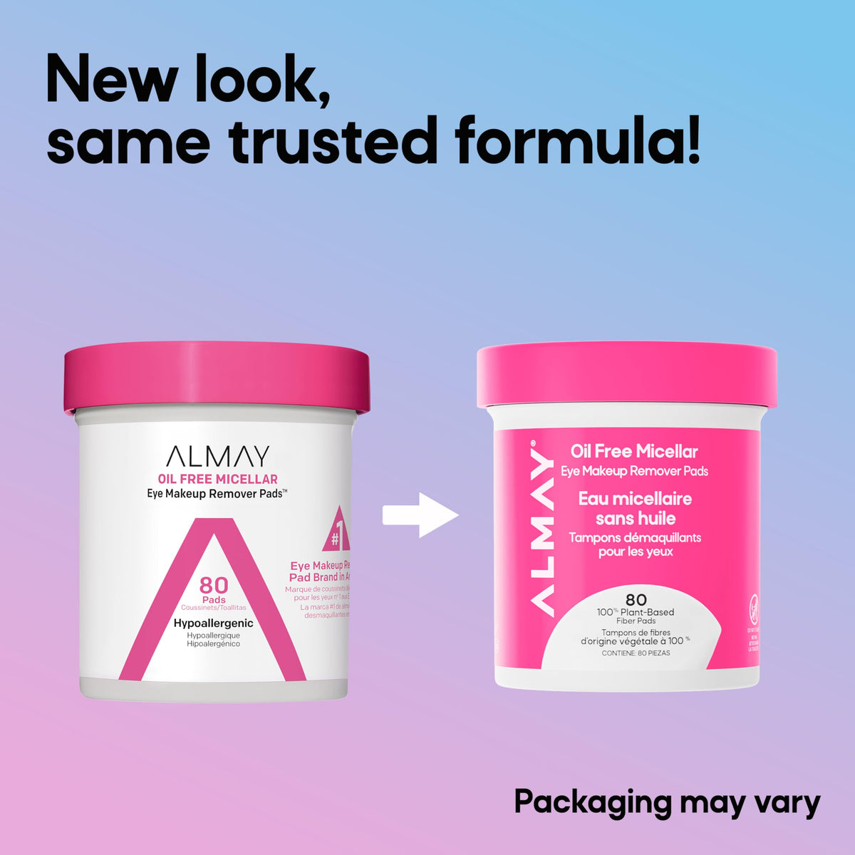 Ingredients list of Almay Oil-Free Micellar Eye Makeup Remover Pads