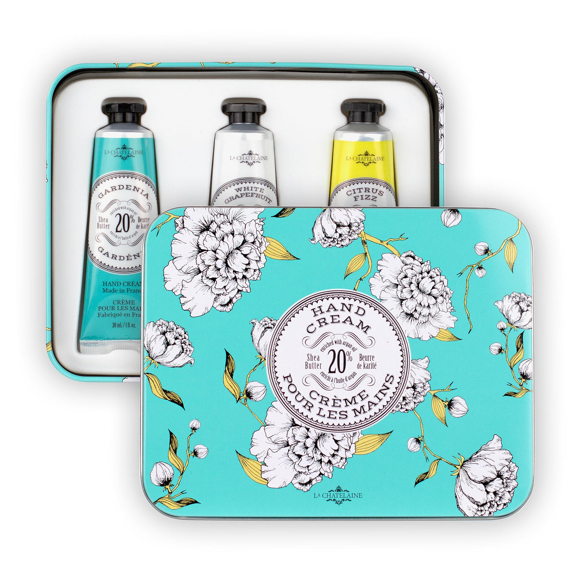 Ingredients list of La Chatelaine hand cream trio