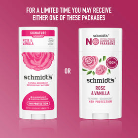 Ingredients list of Schmidt's Rose & Vanilla Vegan Deodorant