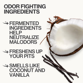 Ingredients list on Pacifica Coconut Milk Deodorant Wipes packaging