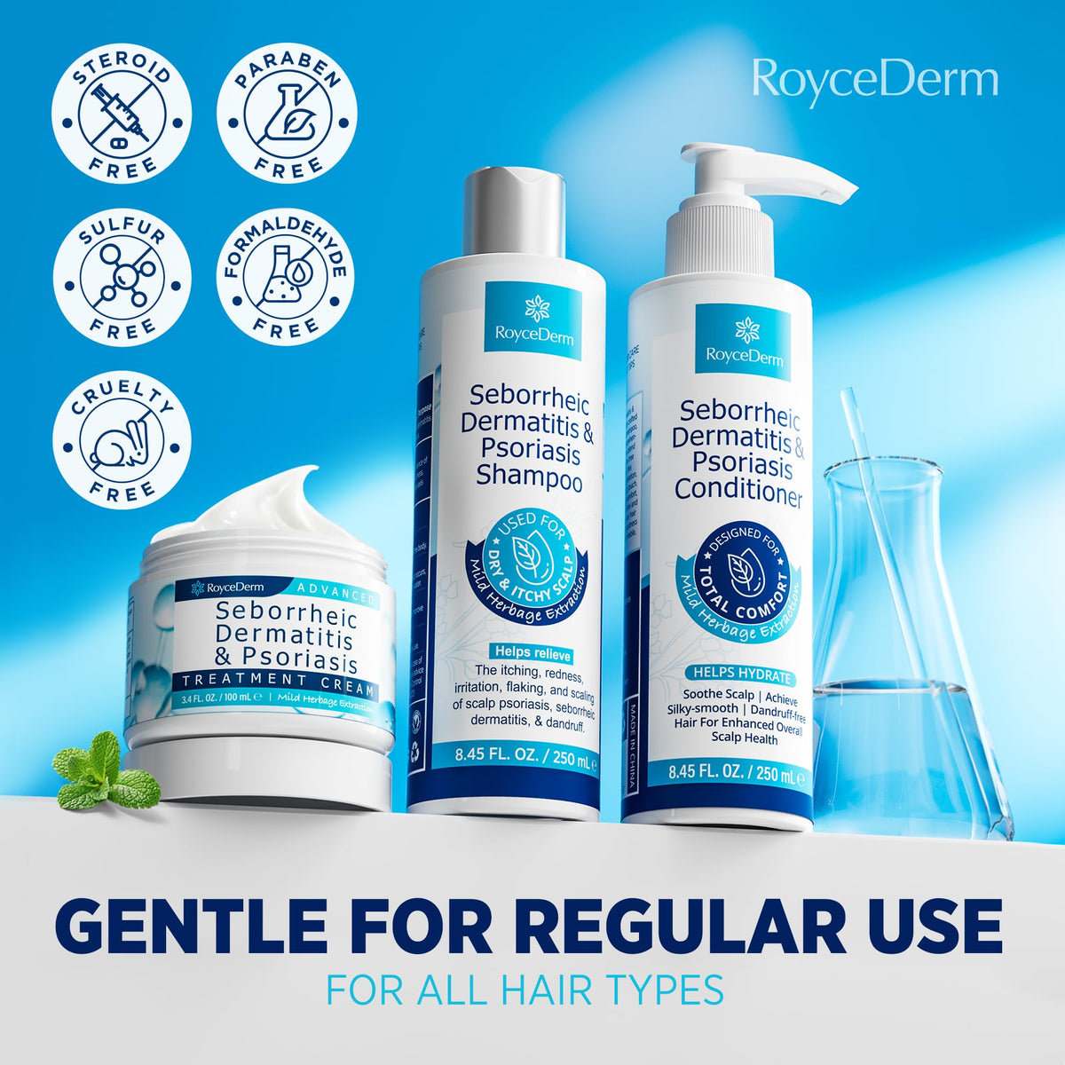 Ingredients list on the back of Roycederm shampoo bottle