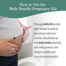 Ingredients of Earth Mama Belly Bundle displayed on a wooden surface