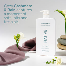 Ingredients of Native Body Wash Cashmere & Rain on the label