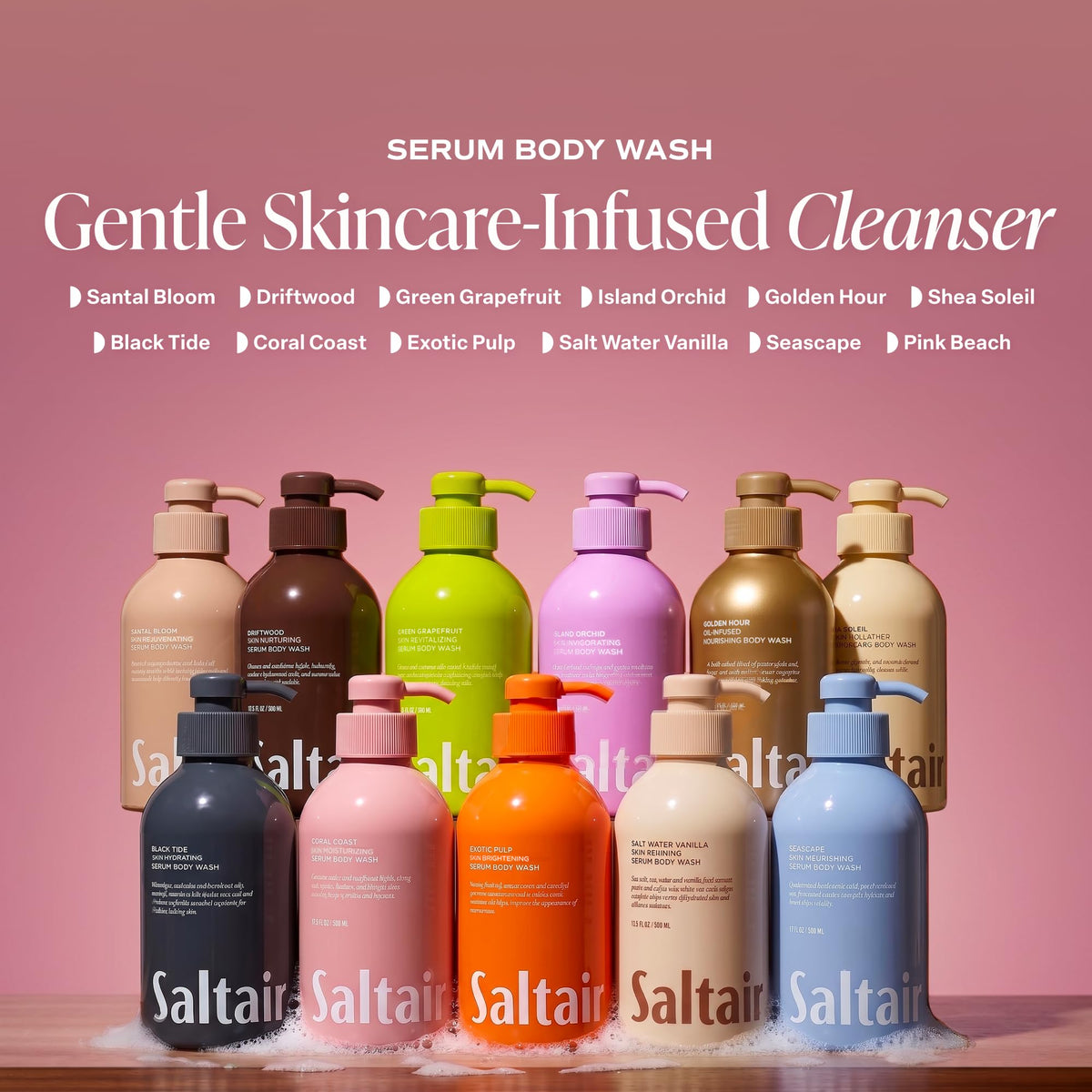 Ingredients of Saltair Body Wash including Coconut Water and Niacinamide