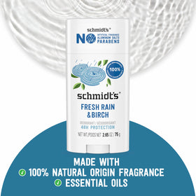 Ingredients of Schmidt's Vegan Deodorant Fresh Rain & Birch