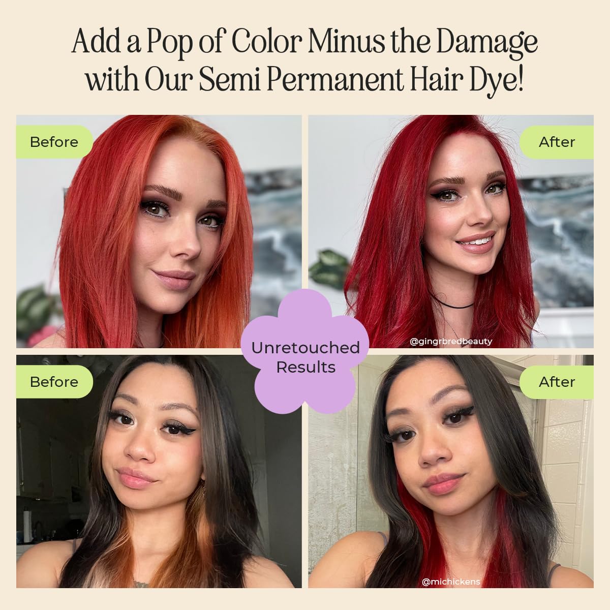 INH Ruby Red Hair Dye application on hair