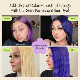 INH Semi Permanent Hair Colour Amethyst Dark Purple application on hair