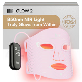INIA Red Light Therapy Mask front view with LED lights