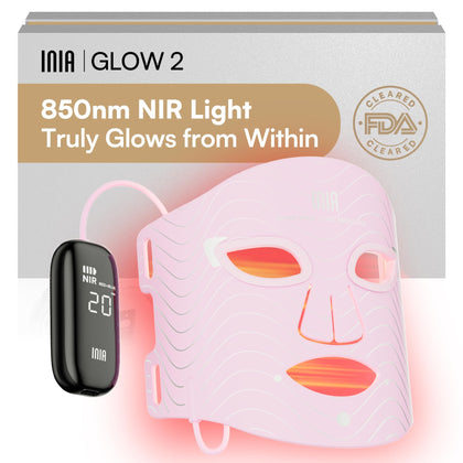 INIA Red Light Therapy Mask front view with LED lights