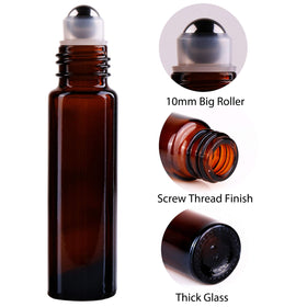inice 10ml amber glass roller bottle side view