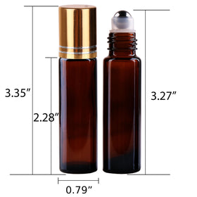 inice 10ml amber glass roller bottle with cap on
