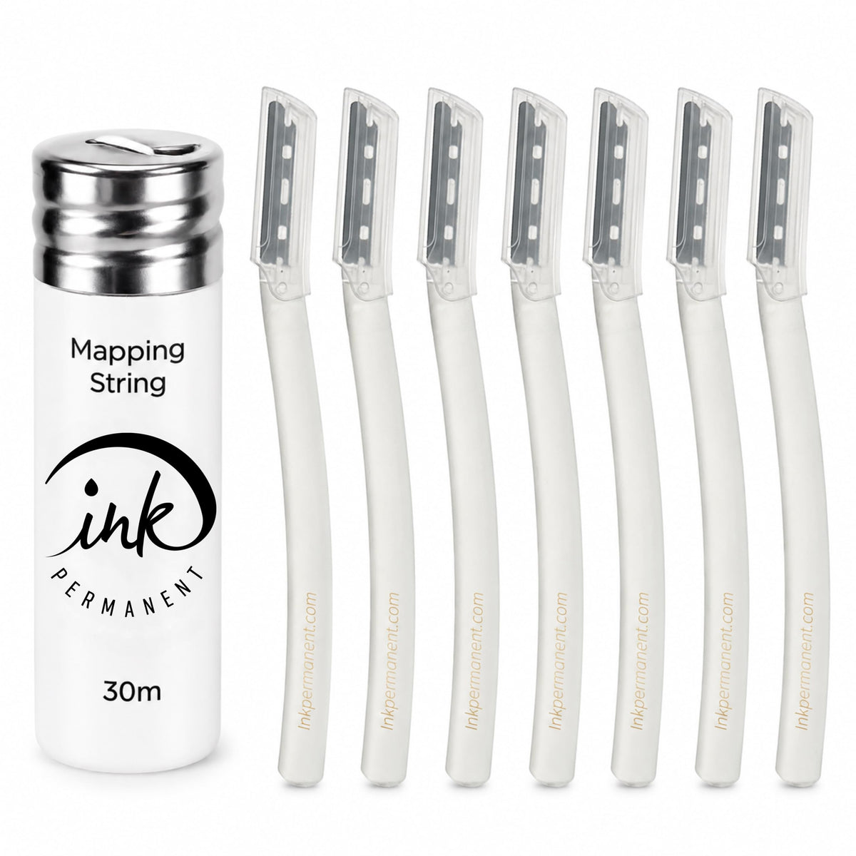 Ink Permanent Face Razors for Women, 7 brow razors and mapping string packaging