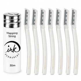 Ink Permanent Face Razors for Women, 7 brow razors and mapping string packaging