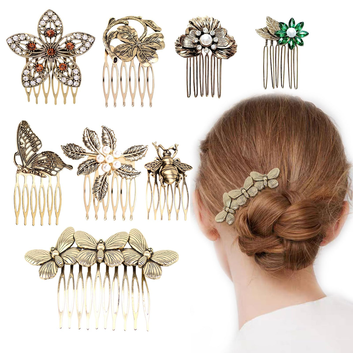 INLAZTIM Vintage Hair Side Comb with butterfly design