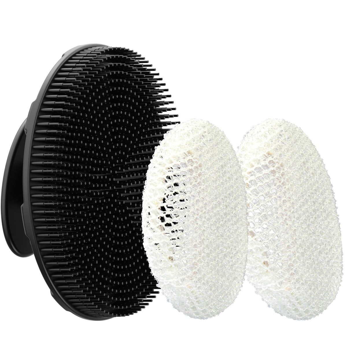 INNERNEED Black Food-Grade Silicone Body Scrubber front view
