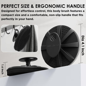 INNERNEED Black Silicone Body Scrubber hanging for drying