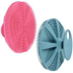 INNERNEED Food-Grade Silicone Body Scrubber in green and pink front view