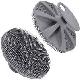 INNERNEED Food-Grade Soft Silicone Body Scrubber in grey front view