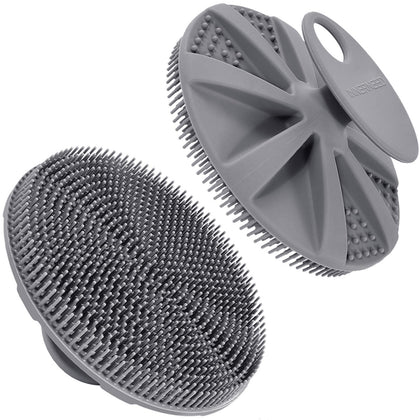 INNERNEED Food-Grade Soft Silicone Body Scrubber in grey front view