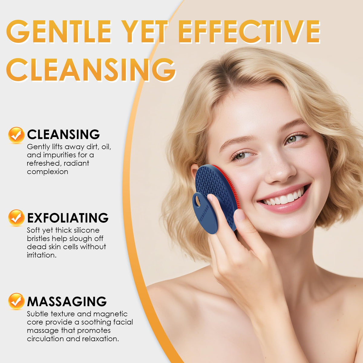 INNERNEED Magnetic Silicone Facial Cleansing Brush hanging loop for storage