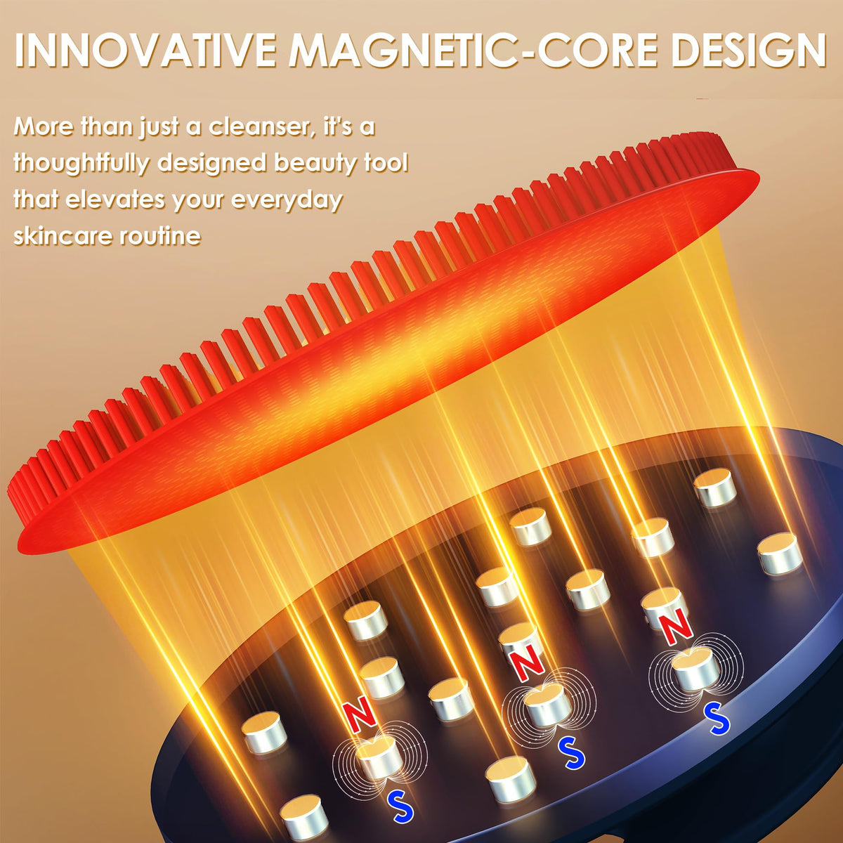 INNERNEED Magnetic Silicone Facial Cleansing Brush side view with ergonomic grip