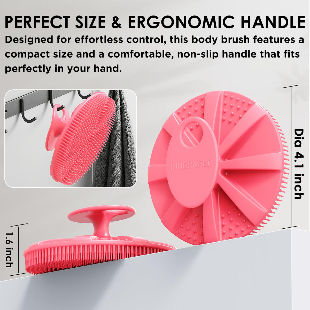 INNERNEED Silicone Body Scrubber and bath accessories