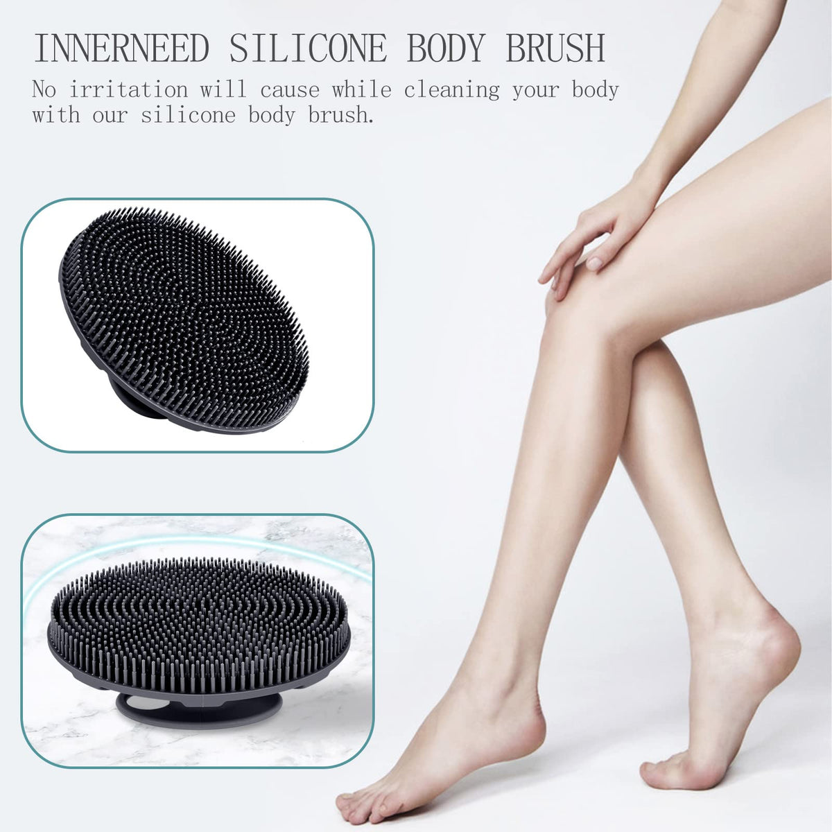 INNERNEED silicone body scrubber ergonomic handle design