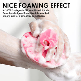 INNERNEED Silicone Body Scrubber in a bathroom setting