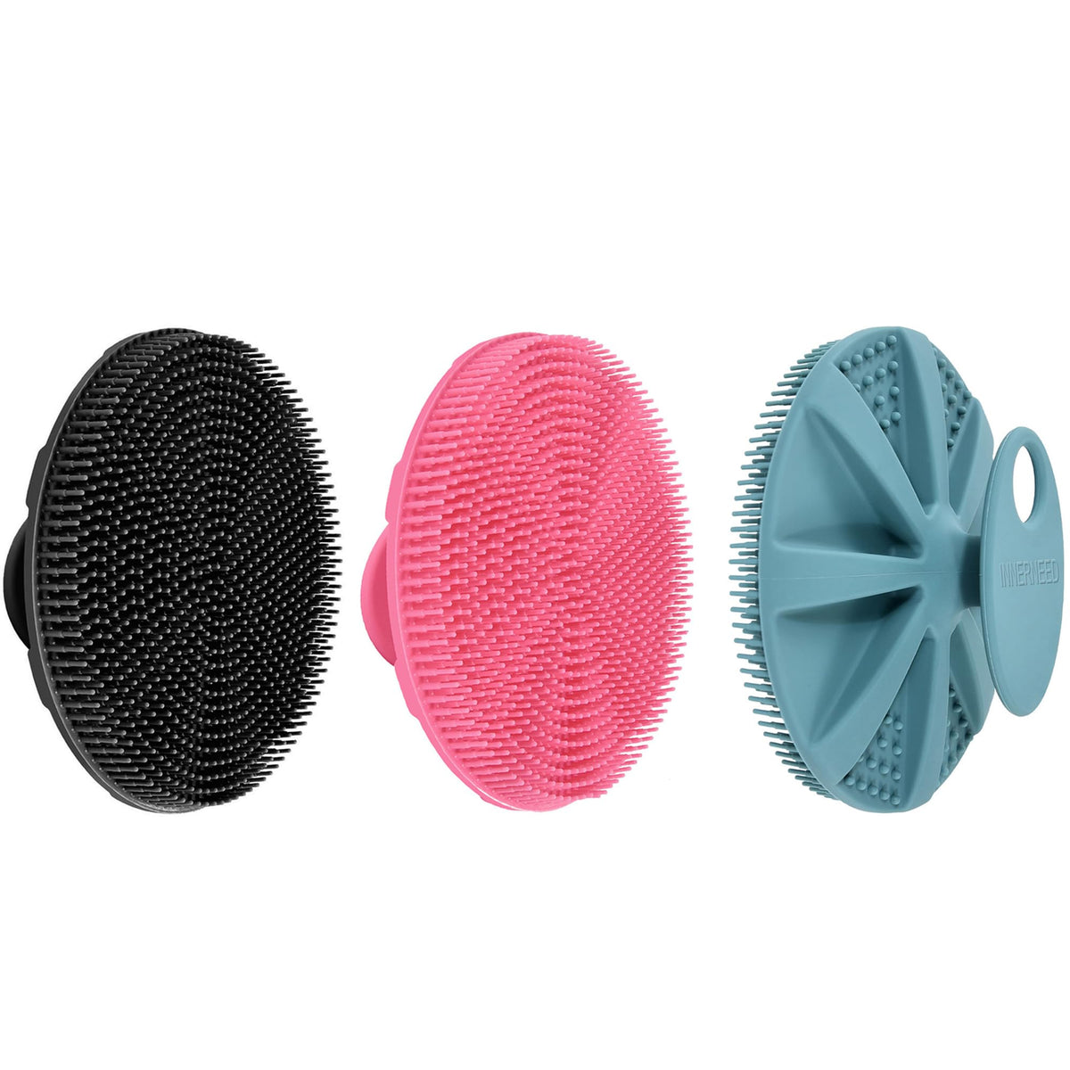 INNERNEED silicone body scrubber pack of 3 in various colours