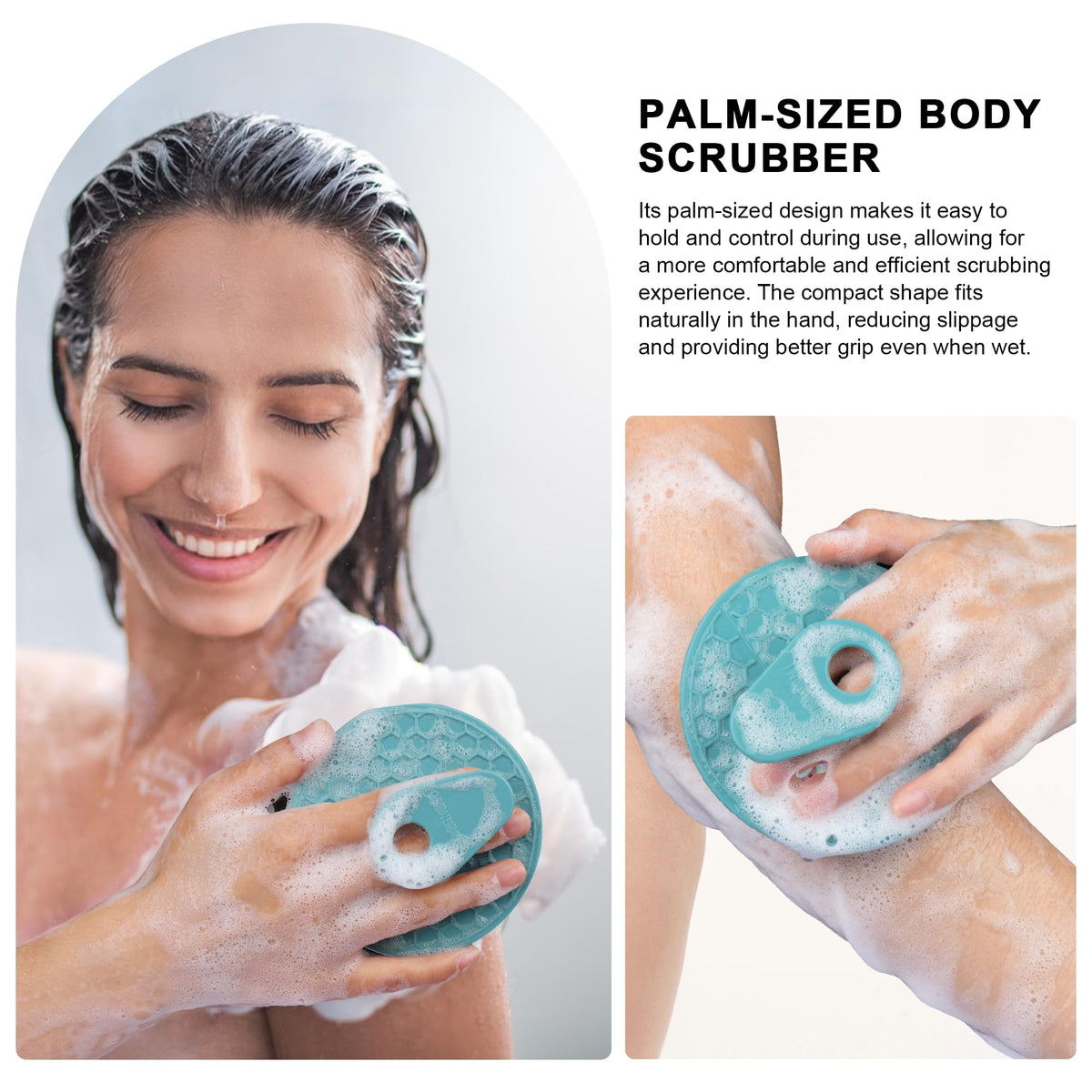 INNERNEED Silicone Body Scrubber pink model back view