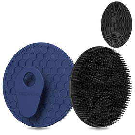 INNERNEED Silicone Body Scrubber Set in black and blue front view