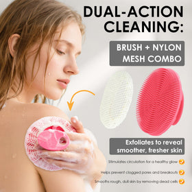 INNERNEED Silicone Body Scrubber with exfoliating net close-up