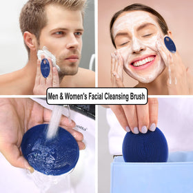 INNERNEED Silicone Face Brush dark blue handle close-up