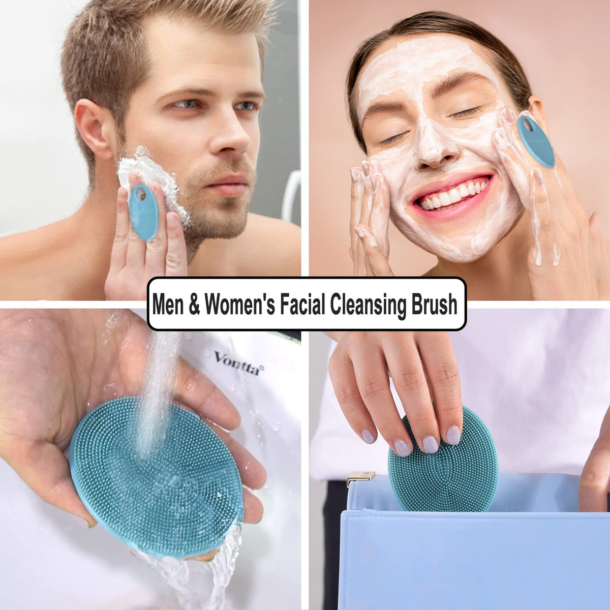 INNERNEED Silicone Face Brush Pink side view
