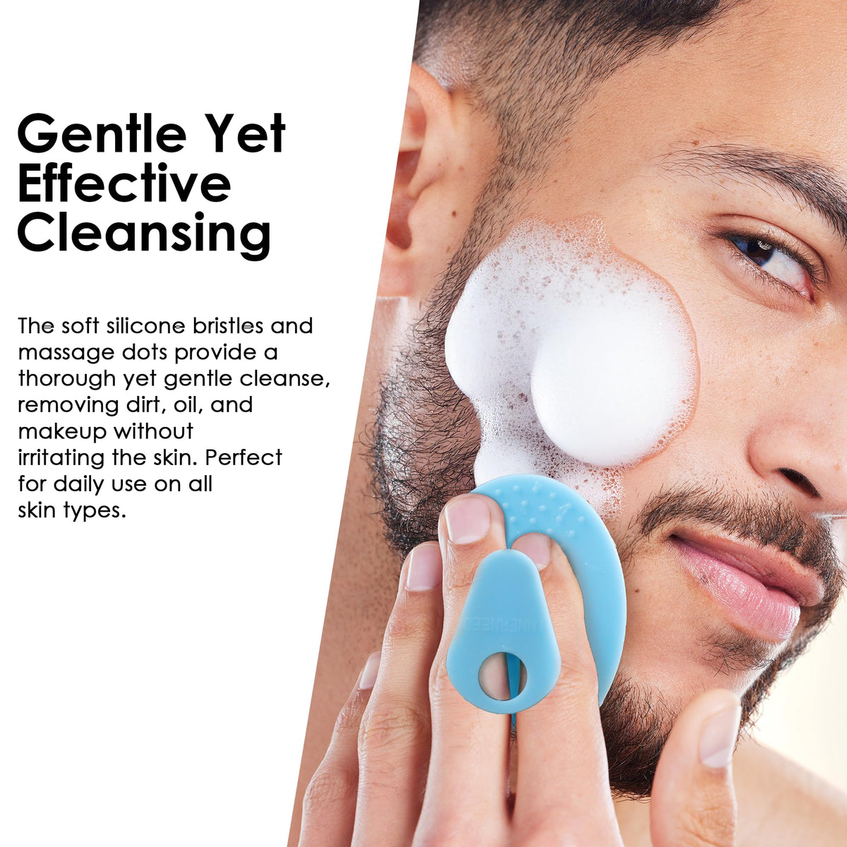 INNERNEED Silicone Face Scrubber hanging on a hook