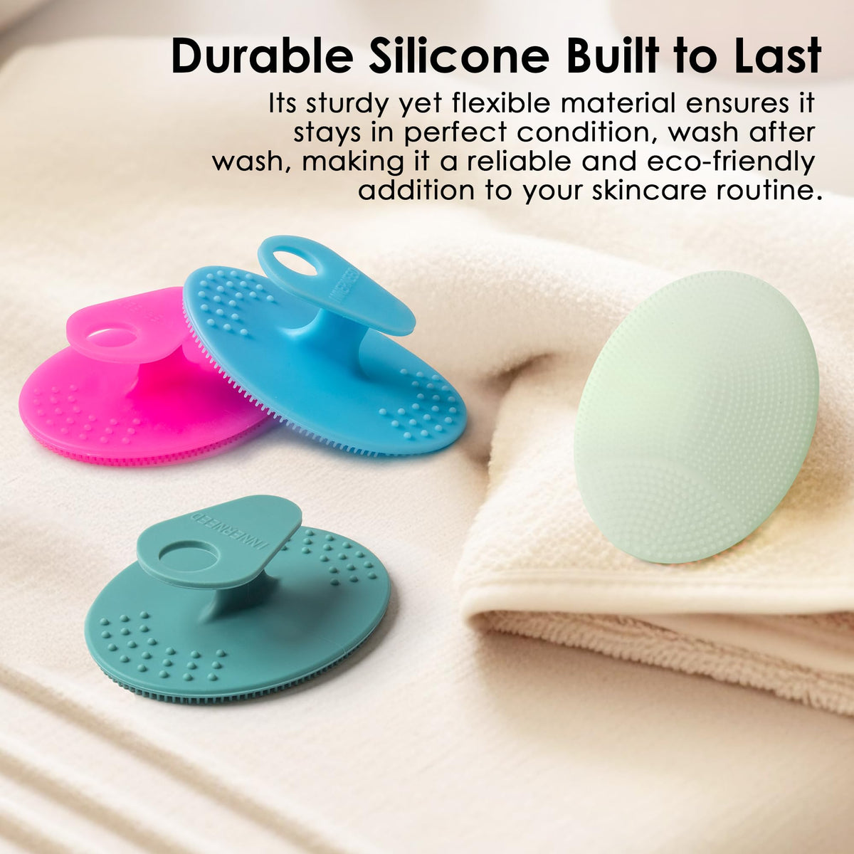 INNERNEED Silicone Face Scrubber showing soft bristles