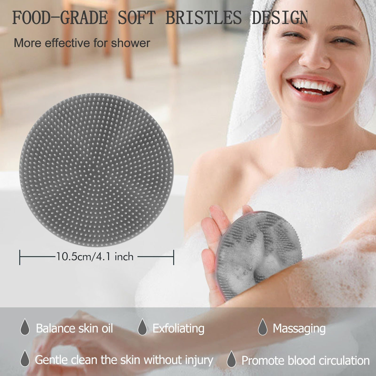 INNERNEED silicone scrubber demonstrating deep cleaning effect