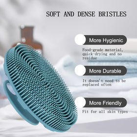 INNERNEED Soft Silicone Body Scrubber in hand for size reference