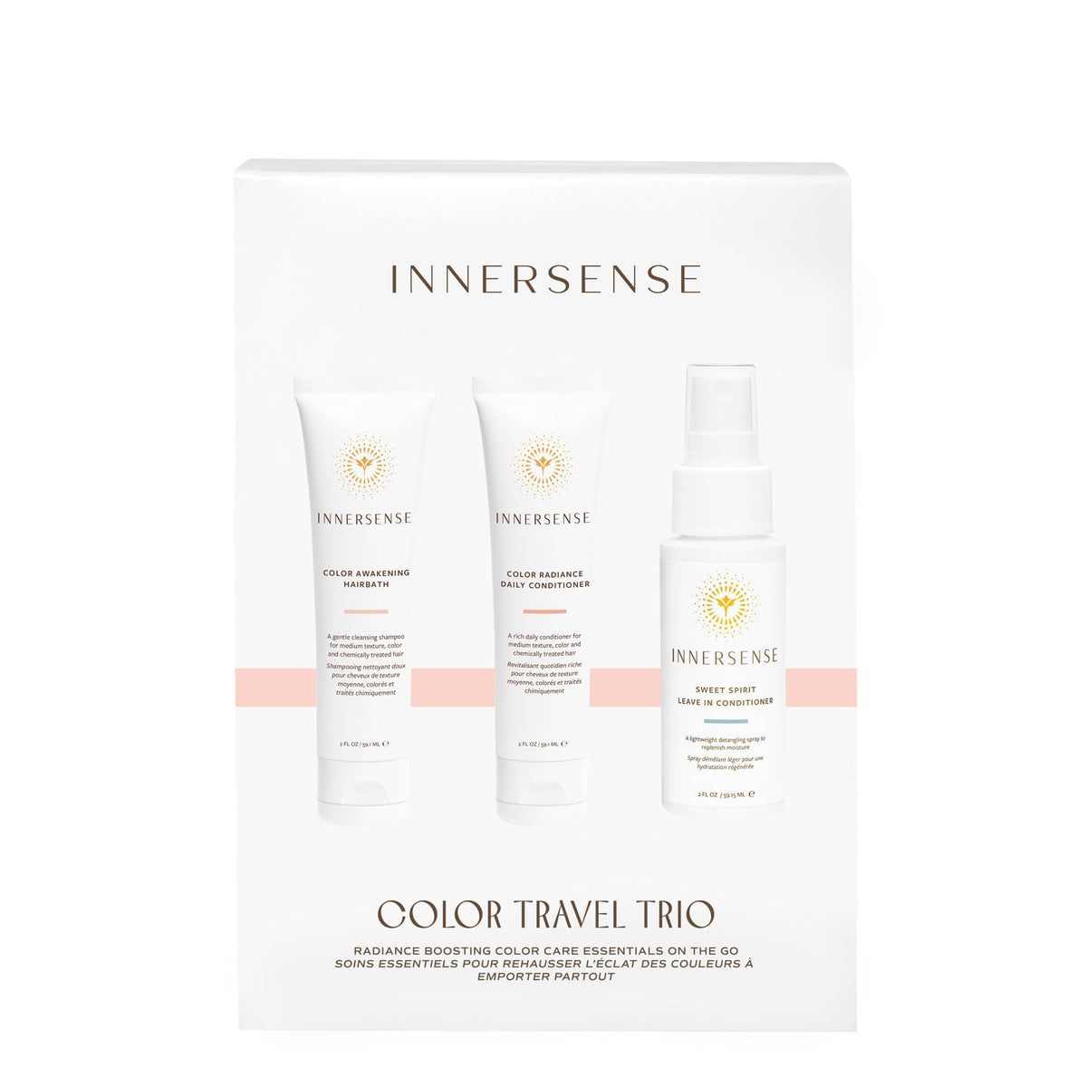 INNERSENSE Color Care Trio Travel Set with hair care routine items