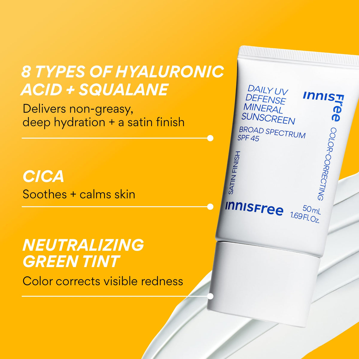 innisfree Daily Mineral UV Defense SPF 45 tinted sunscreen application on skin